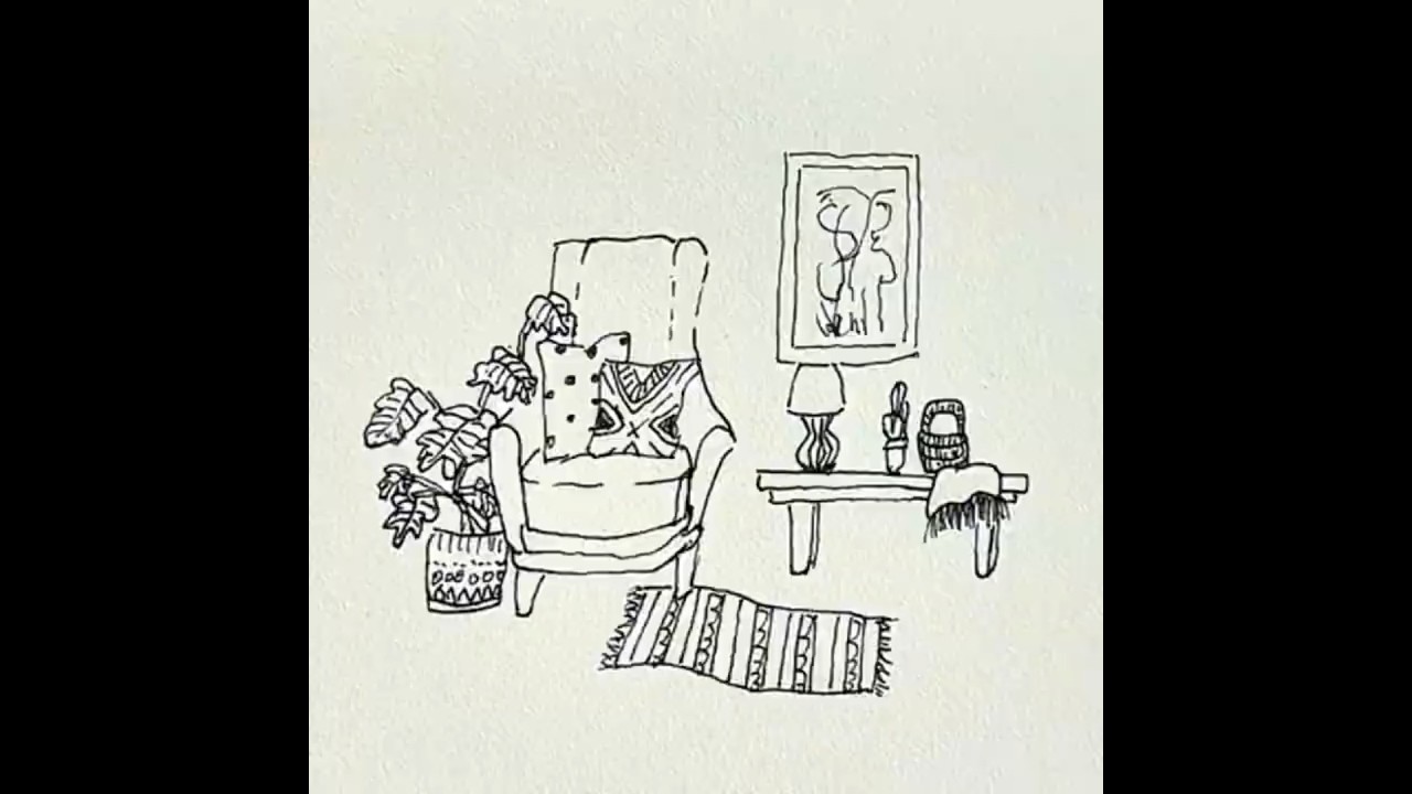 Cozy Corner Line Art | Relaxing Drawing Process #art #relaxing #drawing #furniture