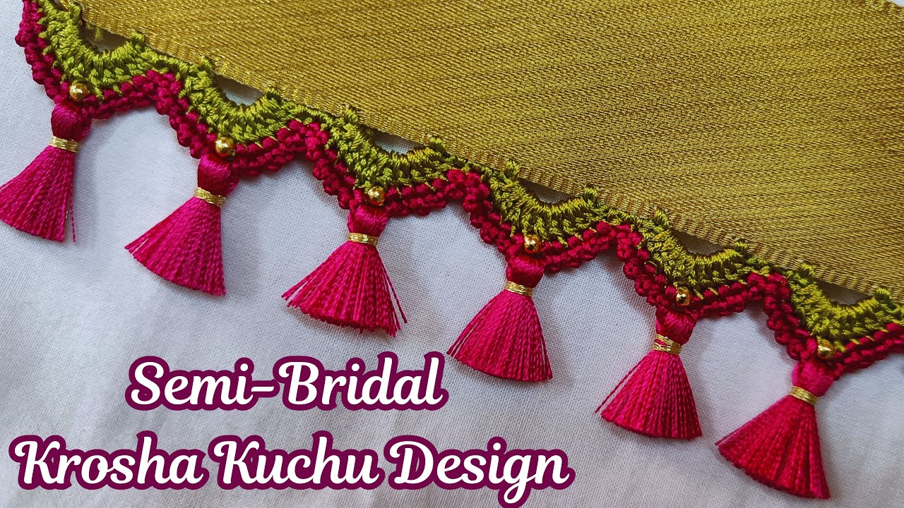 Simple & Grand Semi-Bridal Krosha Kuchu Design | Kuchu design | Grand kuchu Design | Saree Tassels