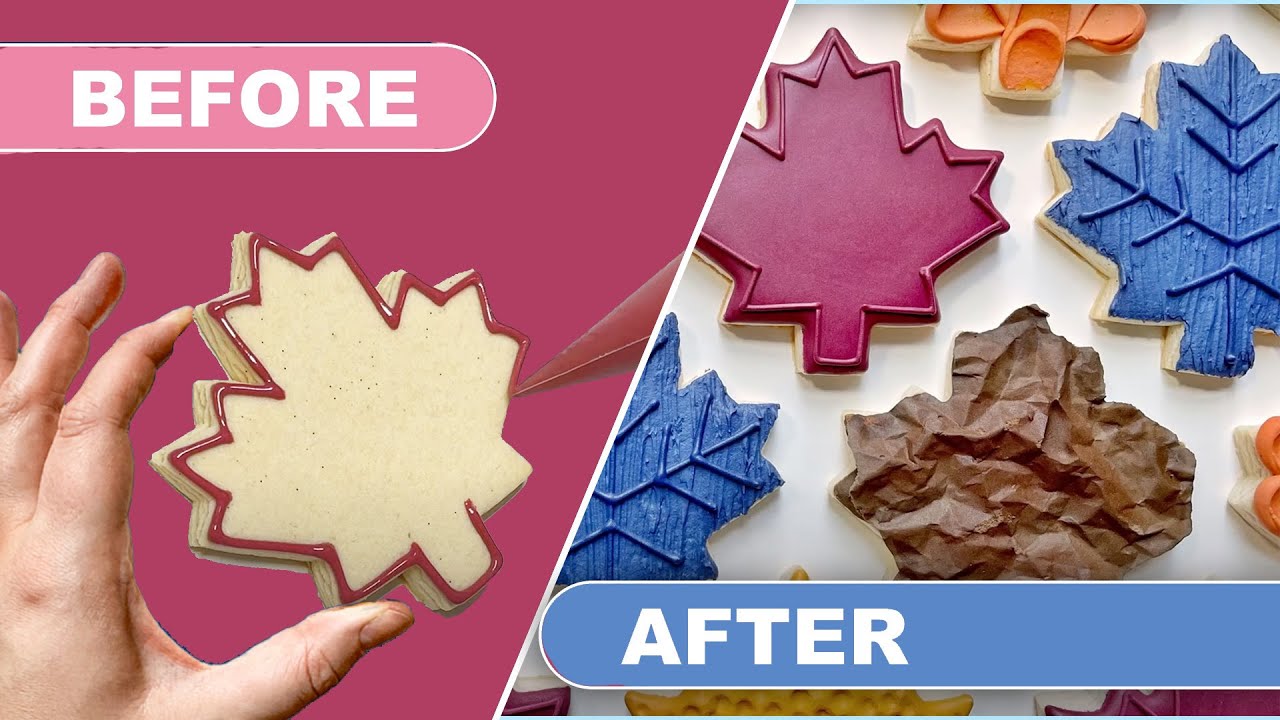 How to Use Powdered Food Coloring with Royal Icing | Decorating easy MAPLE LEAF Cookies for AUTUMN