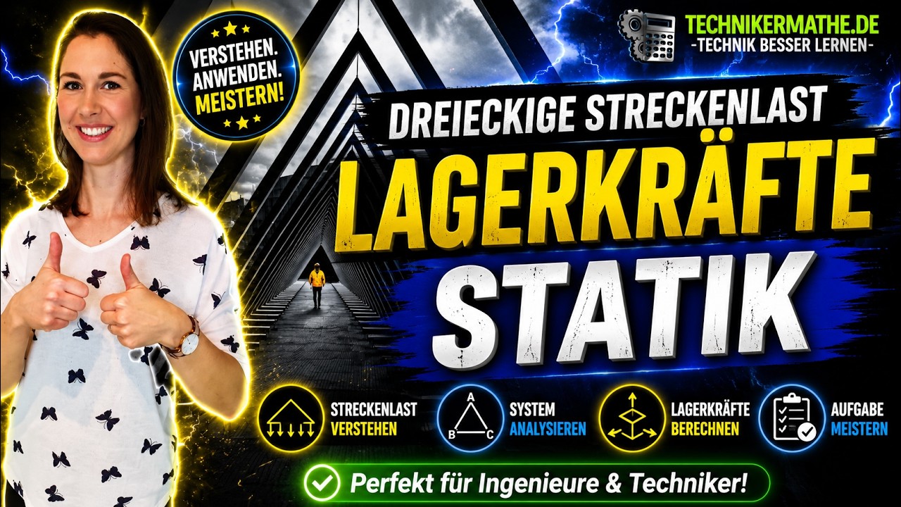 Prüfungsaufgabe - Lagerkräfte [Dreieckige Streckenlast] -  Statik Optimal für Ingenieure & Techniker