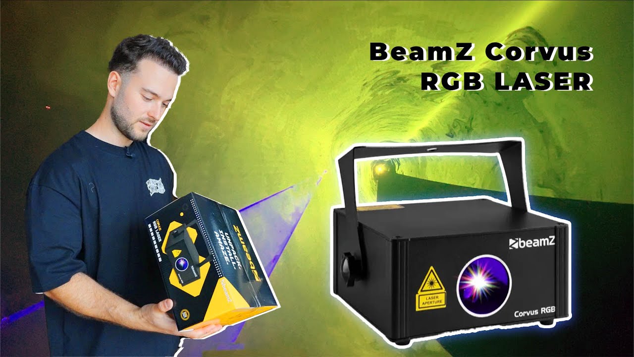BeamZ Corvus RGB laser UNBOXING en testen met rook!