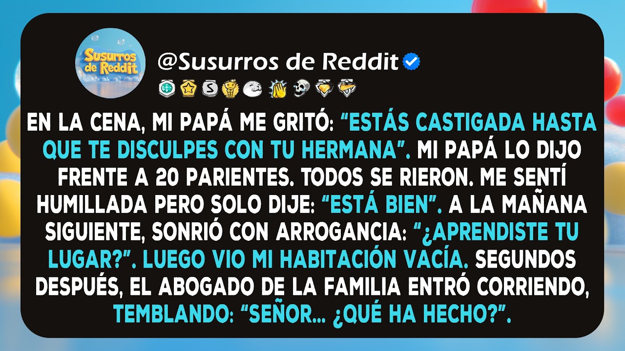En la cena, mi papá me castigó frente a 20 parientes, luego su abogado entró con la verdad.