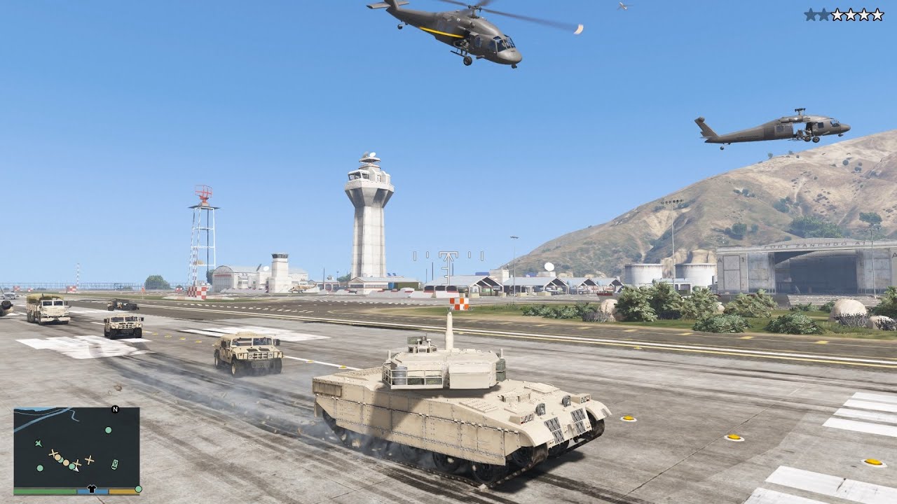GTA 5 Franklin's Tank Rampage In Military Base + 10 Star Wanted Level Escape (RDE 4.1.2)