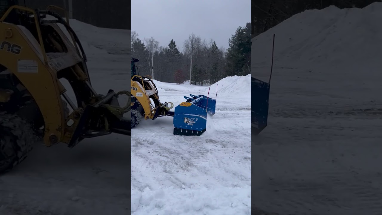 Mustang Compact Track Loader Plowing Snow with KAGE SnowFire Xtreme