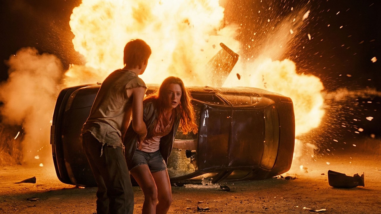 A car crash trapped the biker's daughter... an orphan pulled her out seconds before the explosion...