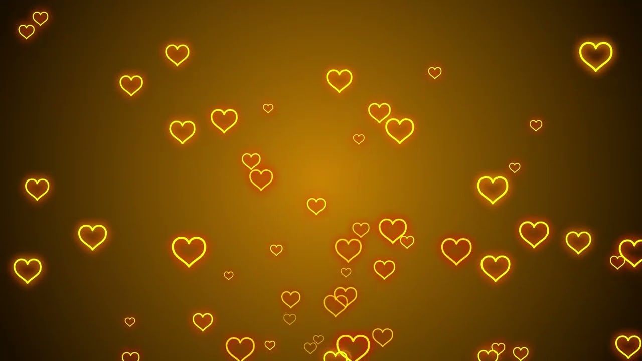Gold Neon Light Hearts Flying💛Heart Background Video Loop [1 Hour] Animated Background