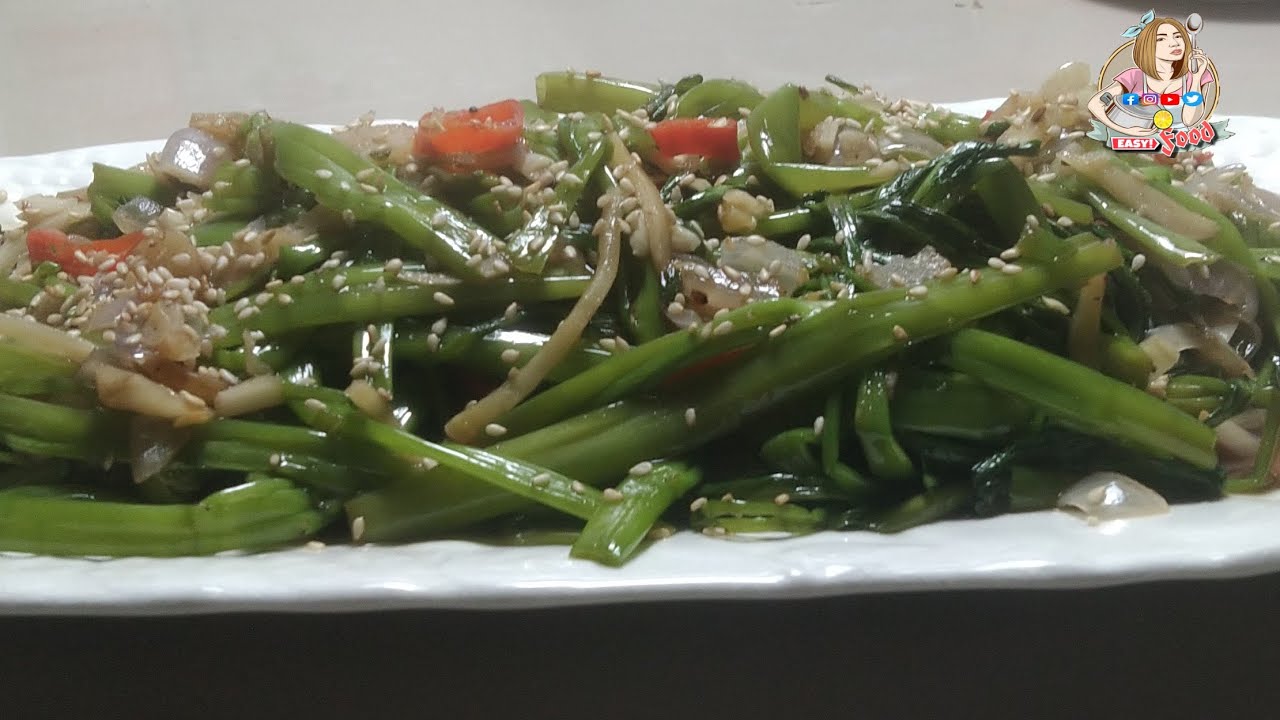 #easyfood 56: how to make Authentic Khmer  Recipe for Stir-Fried Morning Glory