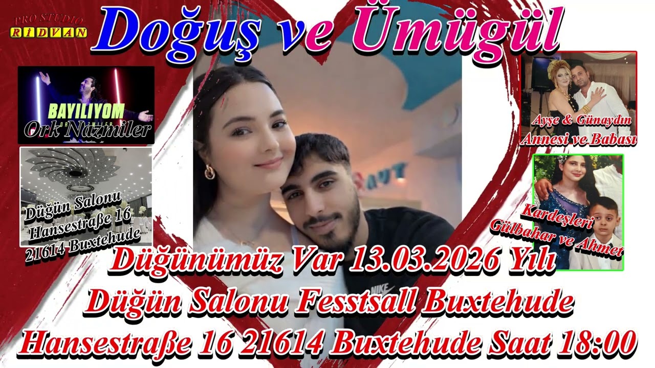 Davetiye Düğün Töreni Doğuş ve Umugul 13.03.2026 Yılı Almanya
