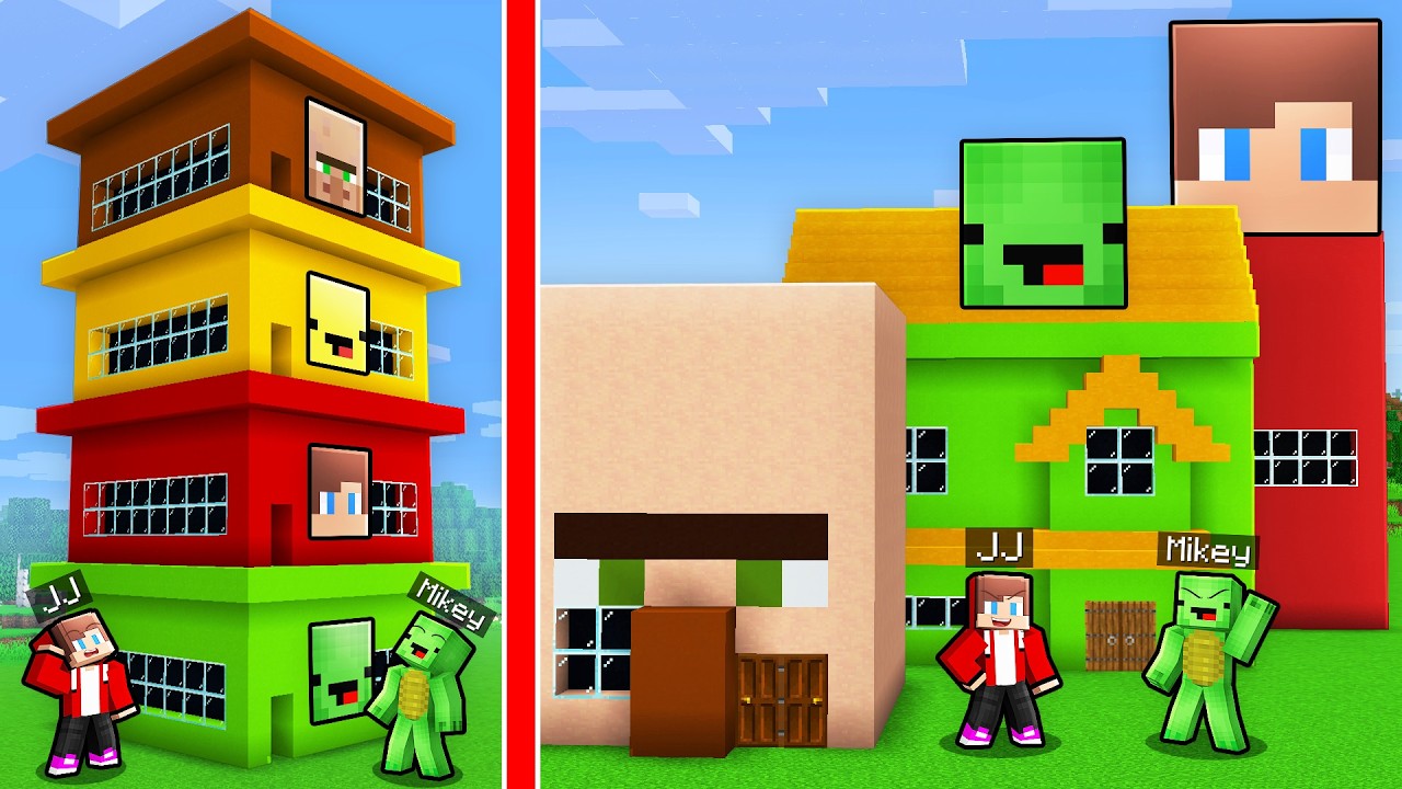 Mikey and JJ Upgrade Minecraft Houses with Friends - Maizen