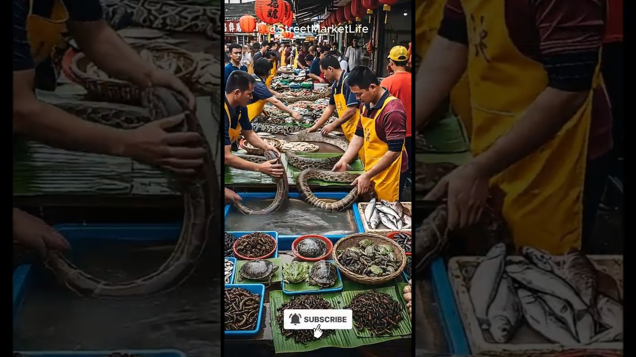Extreme Chinese Market! Giant Pythons, Frogs & Insects for Sale 😱🔥#shorts