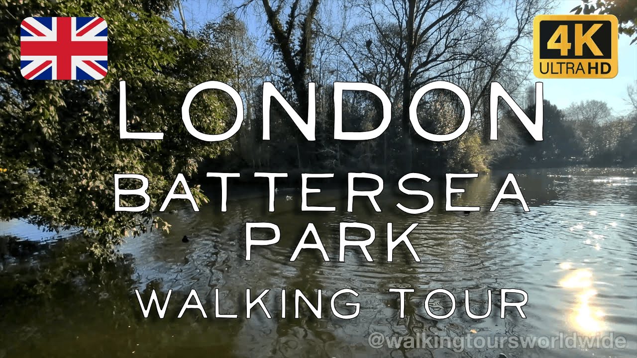 Sunny Day Virtual Walking Tour in Battersea Park | London Nature | 4K