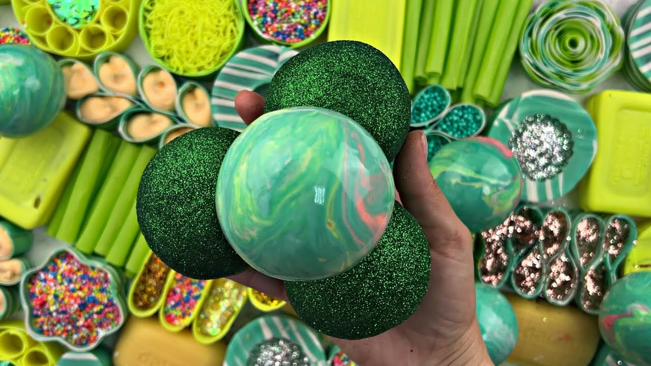 Clay cracking 💛crushing soap boxes with glitter ✨ starch ✨foam 💚soap balls
