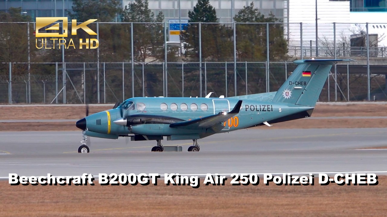 Beechcraft B200GT King Air 250 from the German Polizei D-CHEB arrival Munich Airport #police #plane