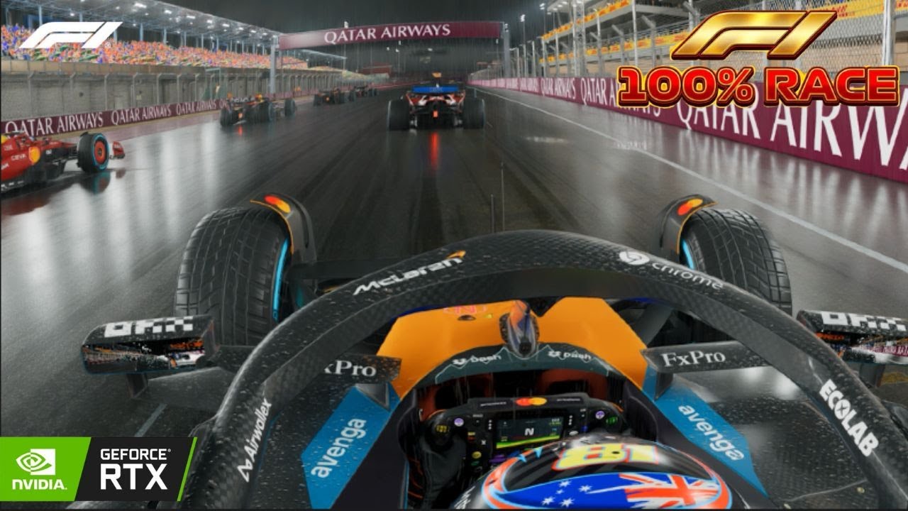F1 26 – McLaren MCL38 | 100% Qatar GP 🌧️ Wet Race Start | 4K RTX