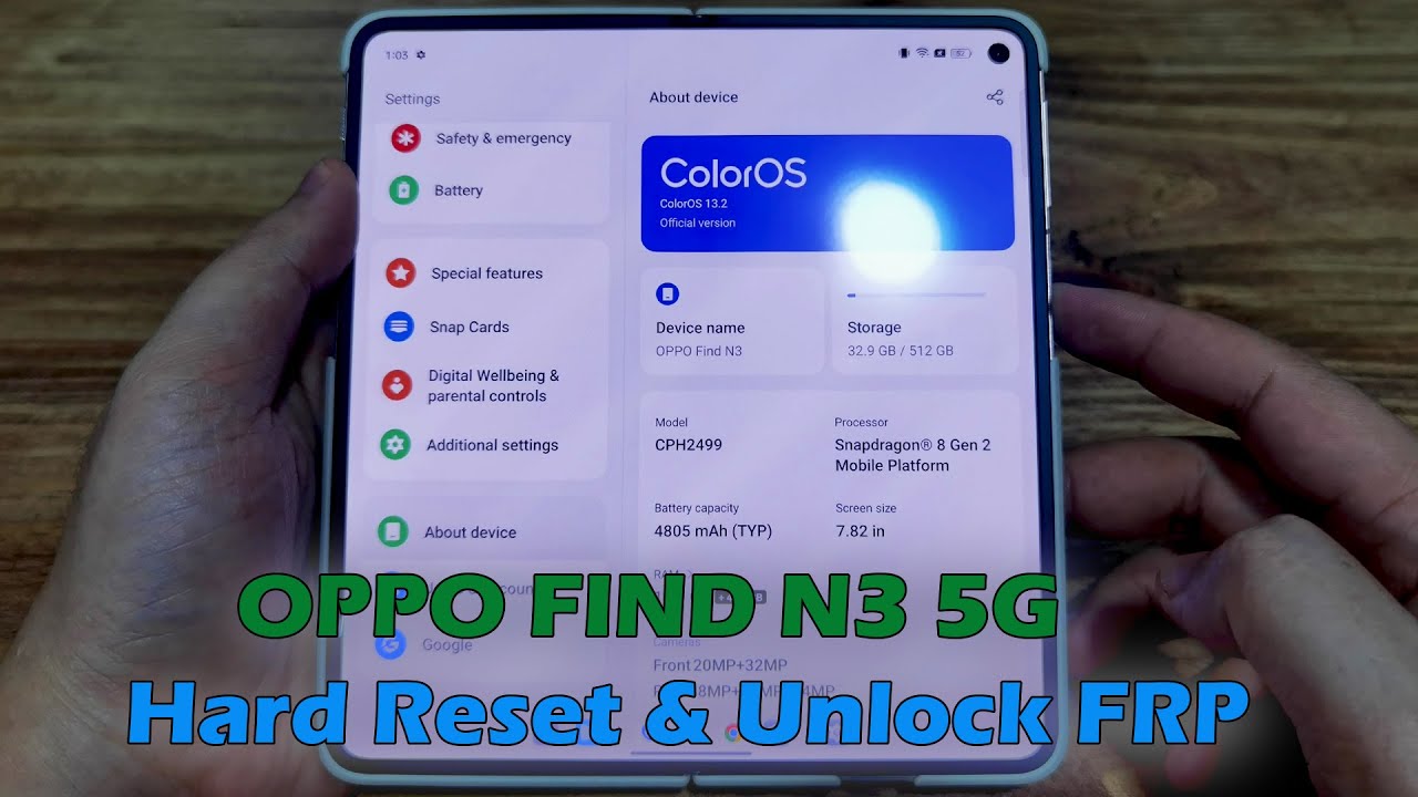 OPPO FIND N3 5G - Hard Reset & Unlock FRP