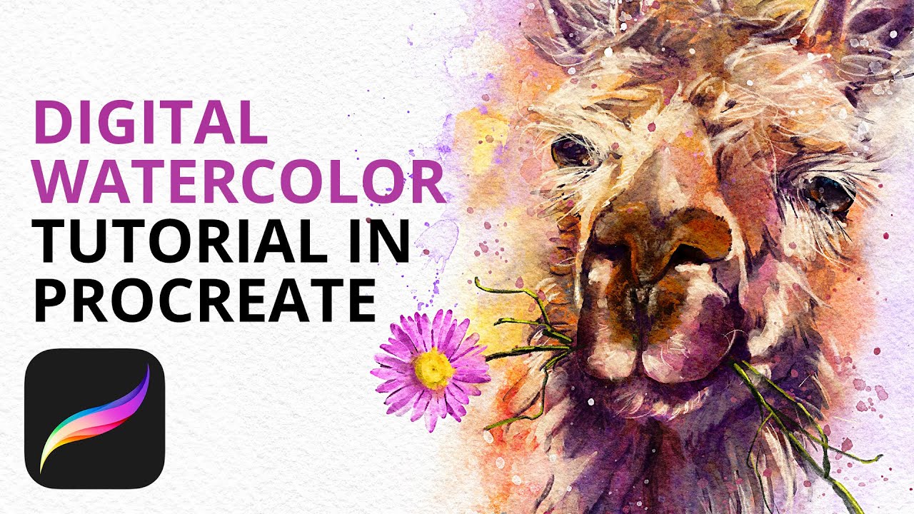 Рисование ламы с помощью цифровой акварели в Procreate