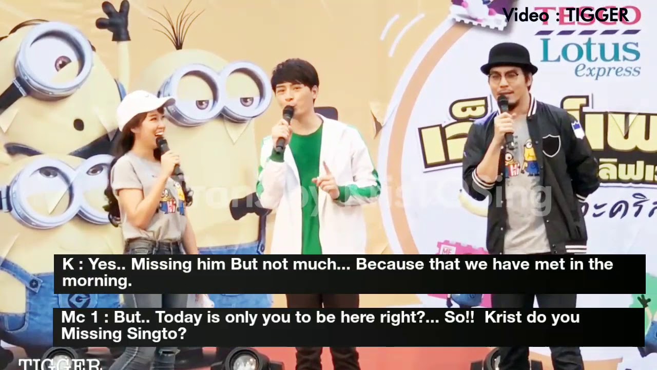 KristSingto [EngSub] : 160618 Express minions lovers  Cut Q&A krist talk about p'singto