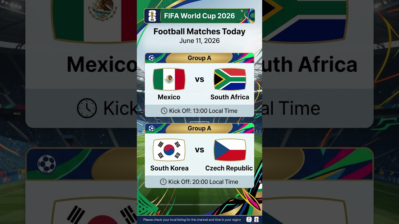 World Cup football games today | Group A | Mexico vs South Africa | South Korea vs Czech Republic
