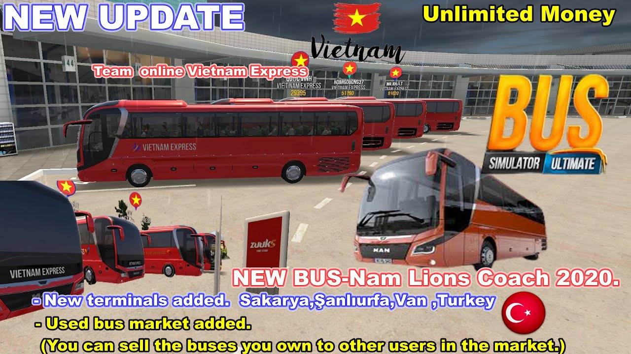 Bus Simulator : Ultimate 1.4.6 MOD New Update (Unlimited Money)(Team  Man Lion's Coach 2020 Vietnam)