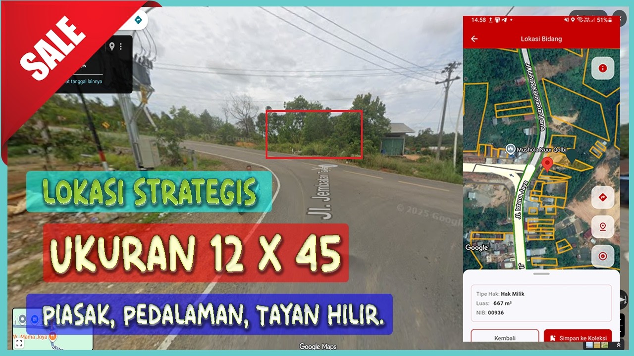 Jual Tanah ± 495 m² SHM, Dusun Piasak, Desa Pedalaman, Tayan Hilir.