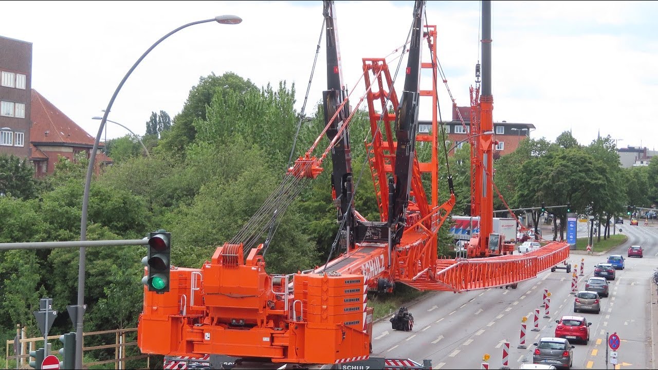 KRANDIENST SCHULZ -  LIEBHERR LTM 1650-8.1 Aufrichten mit 77m Wippe, Teil 1