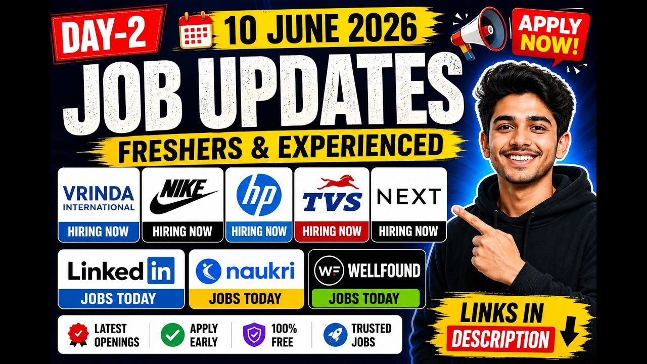 🚨 Freshers Jobs Today | Nike, HP, TVS, Vrinda, NEXT Hiring | LinkedIn Naukri WellFound Jobs