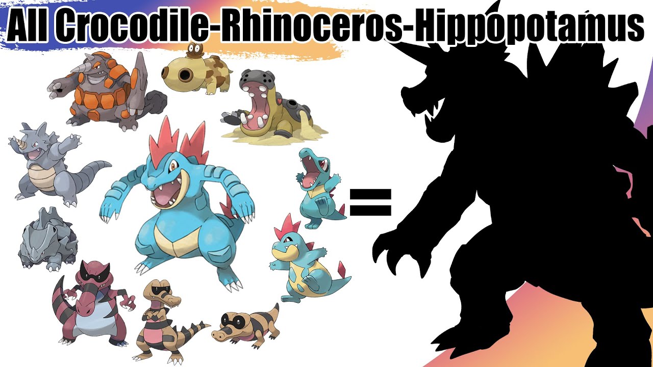 All Crocodile - Rhinoceros - Hippopotamus Pokémon Fusion (Kanto - Galar) | Max S