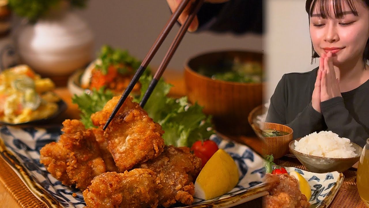 【ASMR】塩唐揚げ定食 [咀嚼音/EatingSounds/Mukbang/먹방]