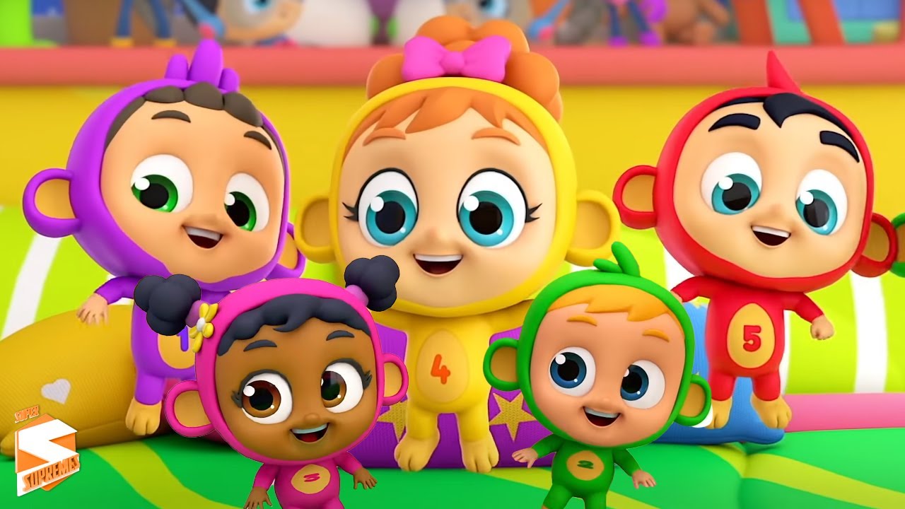Cinco macaquinhos | Musica para bebes | Super Supremes Português | Desenhos animado | Pré escola