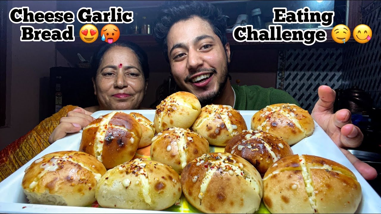 CHEESE 🧀 GARLIC BREAD Eating Challenge | Unique Cheese garlic bread recipe 🥵