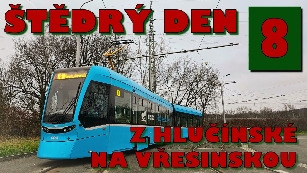 VÁNOČNÍ JÍZDA LINKOU Č. 8 Z PŘÍVOZU DO PORUBY (tramvaje Ostrava)