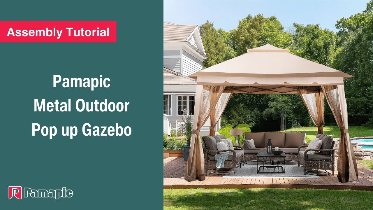 [Assembly Tutorial] Pamapic Metal Outdoor Pop Up Gazebo | 4-Step Quick Setup Guide