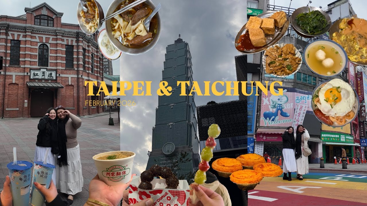 taipei & taichung 2026 vlog | zhongshe flower farm, ximending night market food, taipei 101 🇹🇼🧋🍡🌷🪻💛