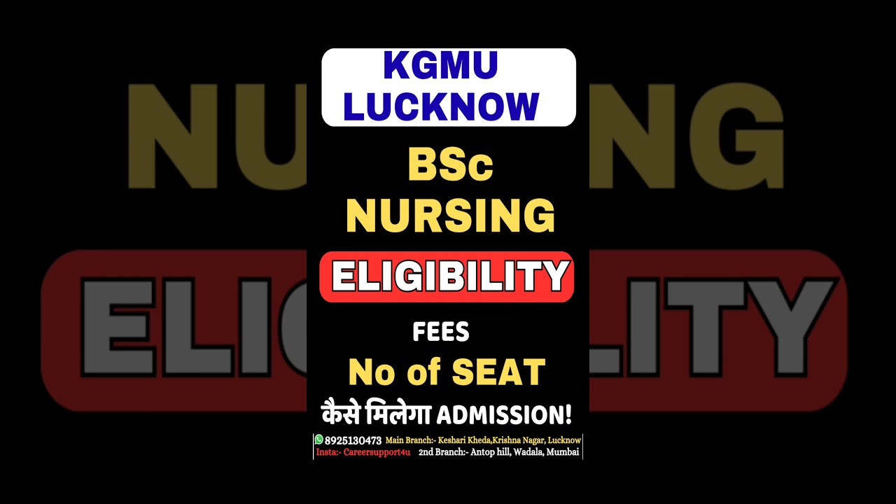 KGMU LUCKNOW BSc Nursing| Eligibility| Fees| Total seats|Admission| Career Support Neet