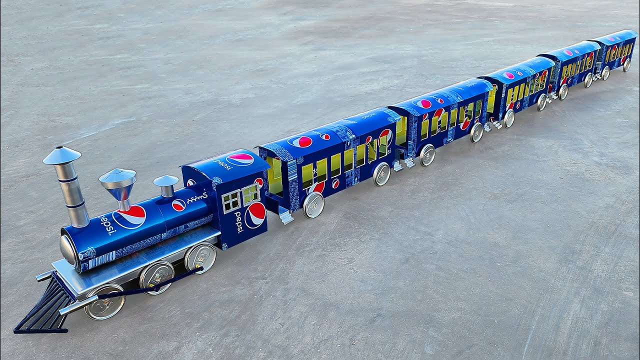 Make A Largest Steam Train With Pepsi Cans 🚂 Cars At Home 🚂 DIY
