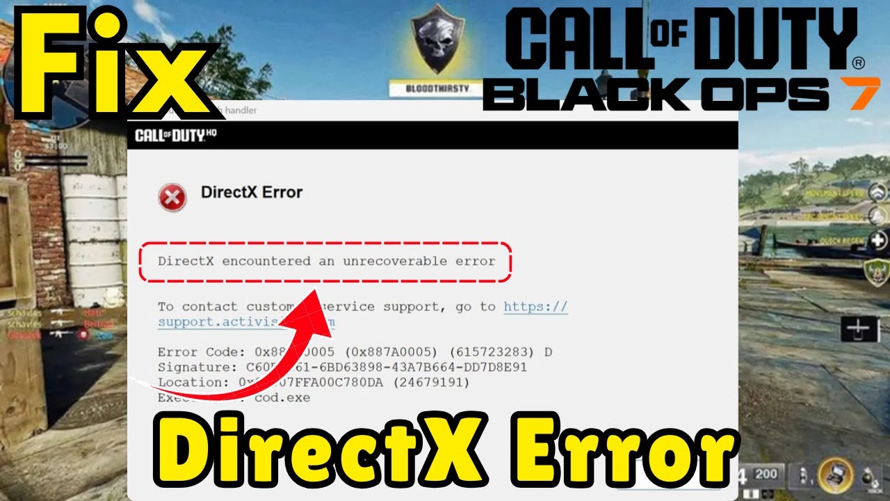 Black Ops 7 DirectX обнаружил неисправимую ошибку. Исправление.