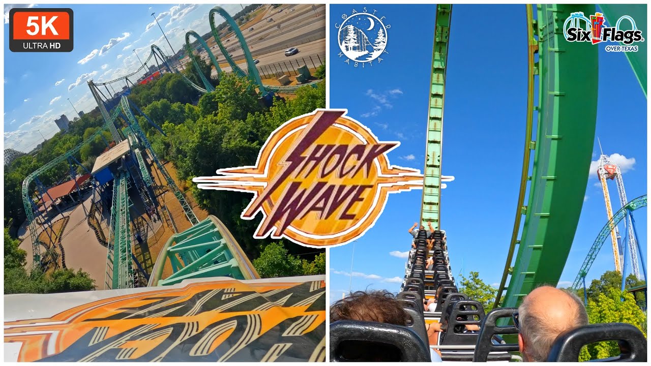 Shockwave Front Row and Back Row POV On Ride 5K 60 FPS | Looping Schwarzkopf | Six Flags Over Texas