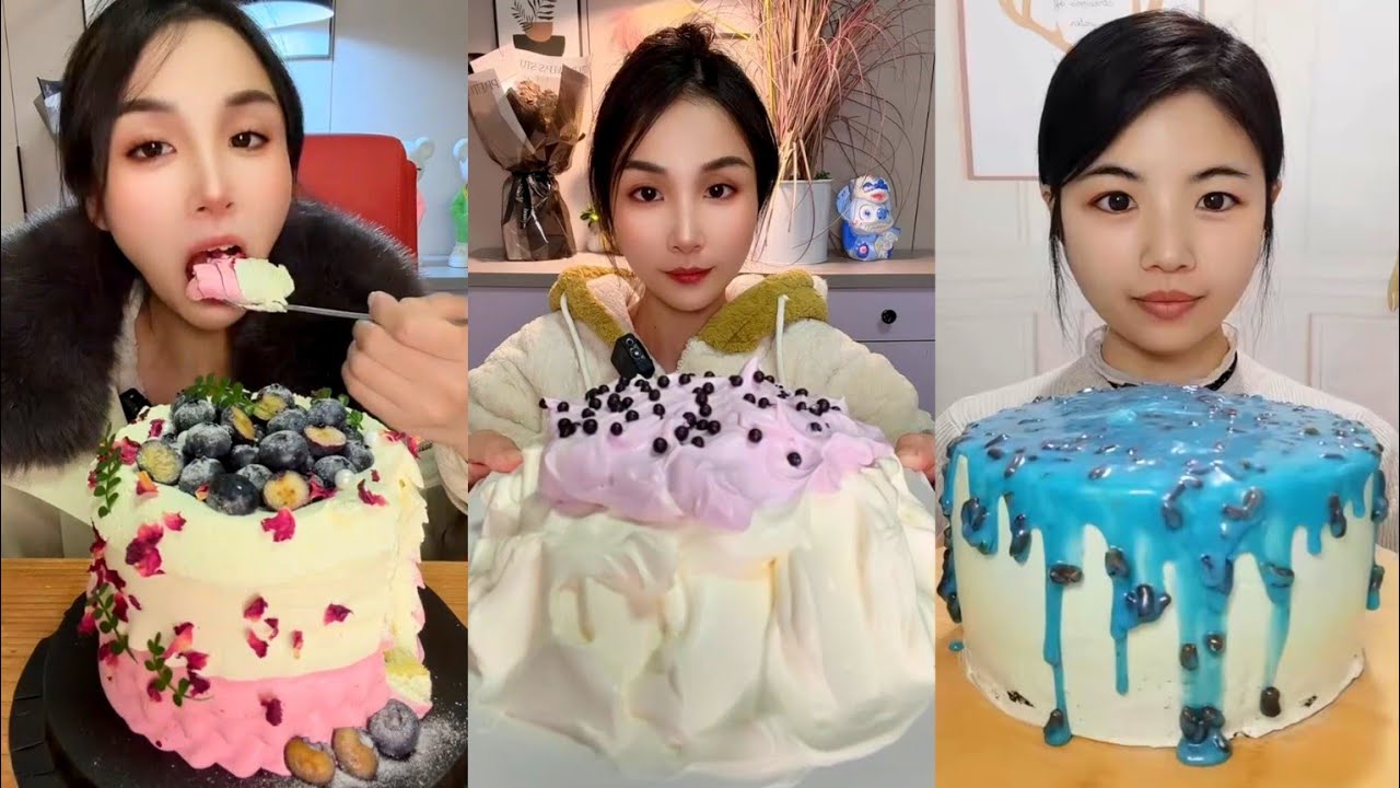 ASMR Creamy LAVA Cake🍰(Whipping Cream)🎂MUKBANG SOUNDS 휘핑크림 케이크 #cake #cream #asmr#mukbang#foodlover