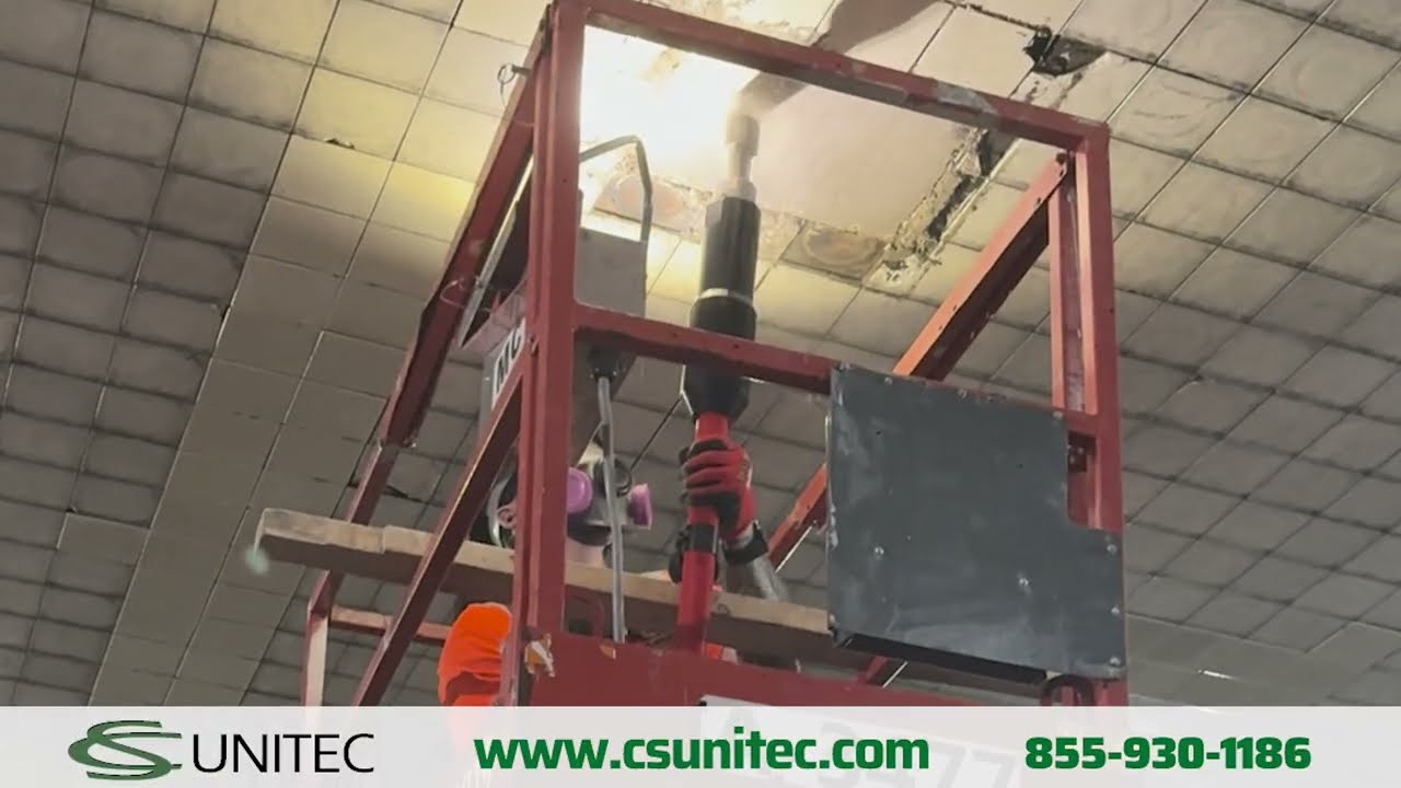 Overhead Lincoln Tunnel Surface Prep - Low Vibration Pole Scabbler