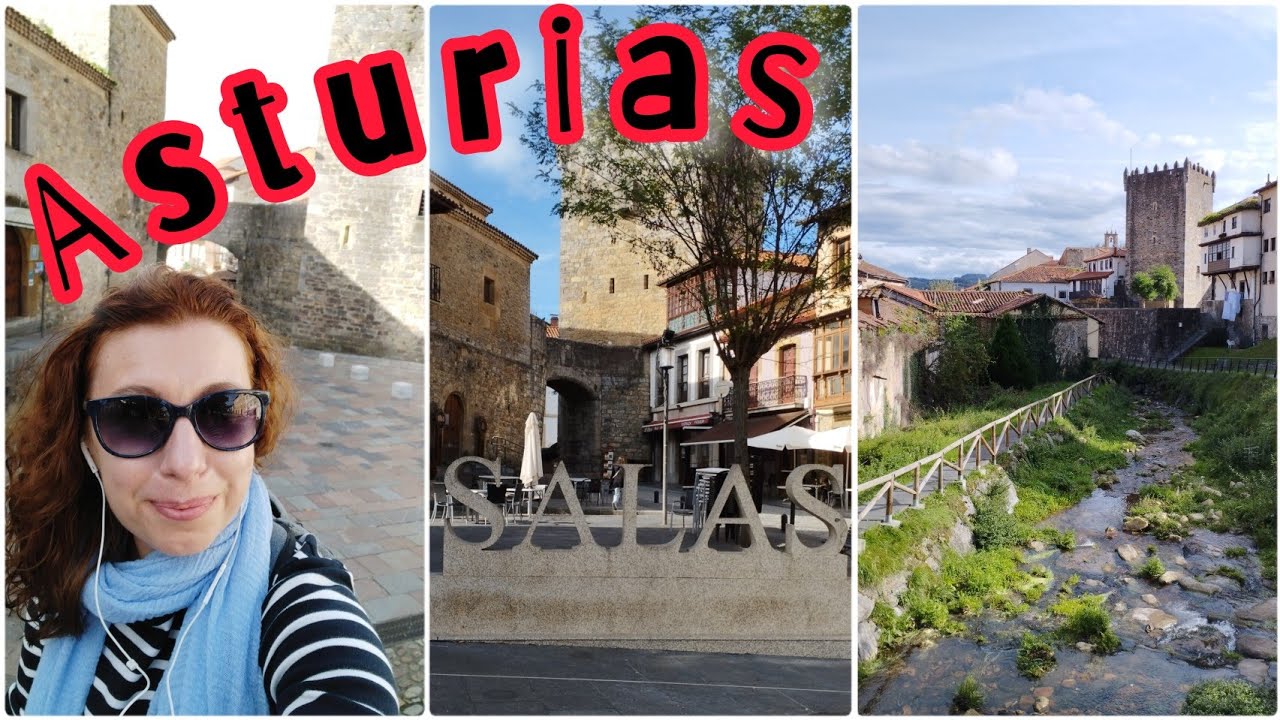 Magical medieval village in Asturias and waterfall in the forest - Salas