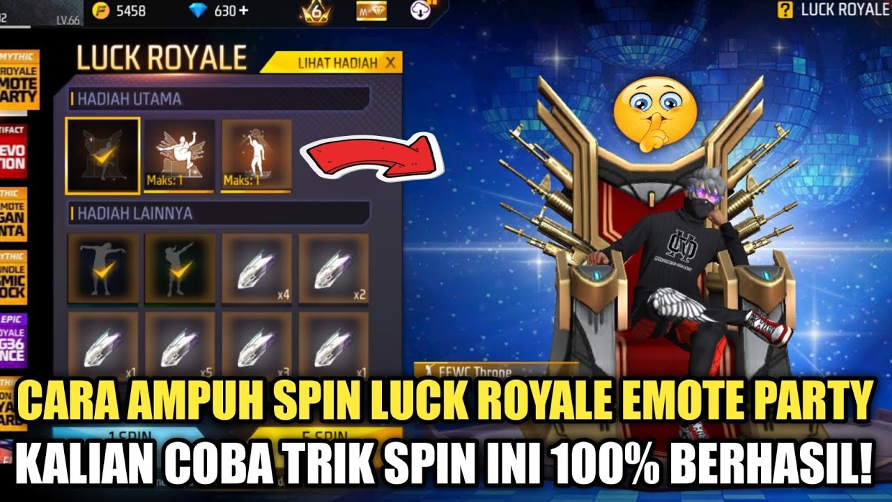 TRIK SPIN LUCK ROYALE EMOTE PARTY TERBARU || CARA HOKI LUCK ROYALE EMOTE PARTY TERBARU
