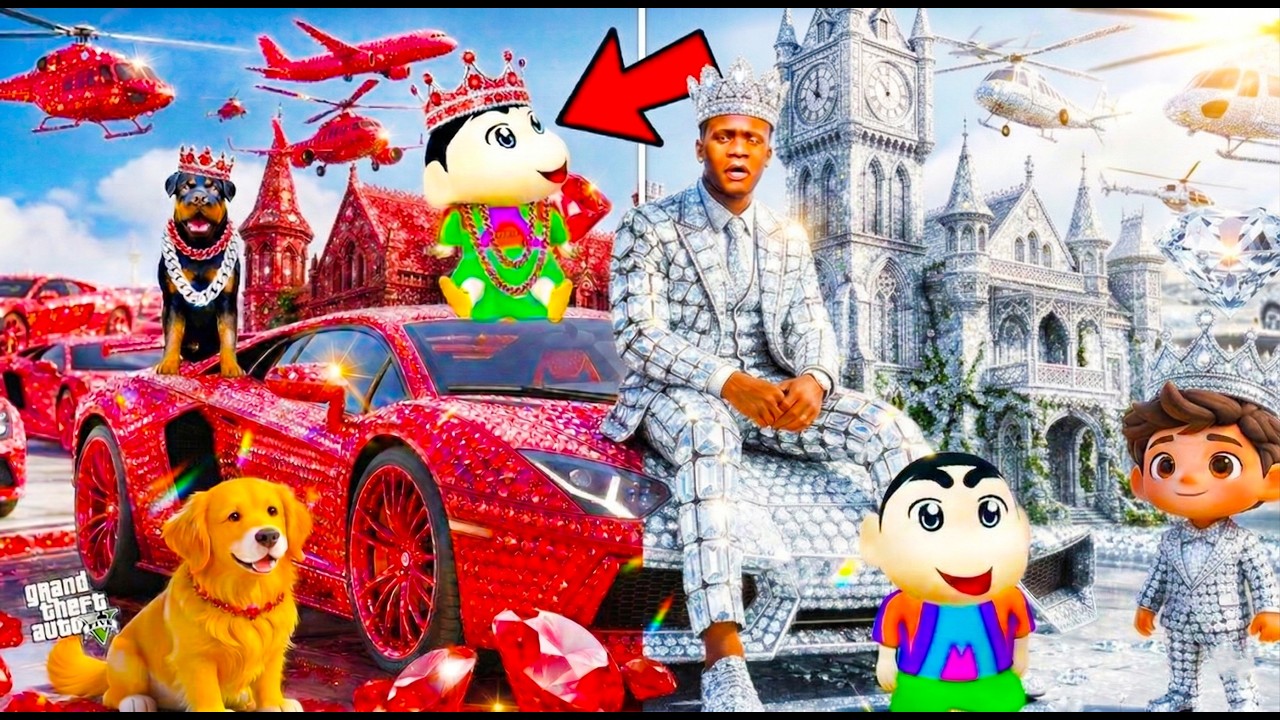 Franklin And Shinchan Touch Anything Become Diamond & Gold in GTA 5 || SHINCHAN GTA 5 VIDEO