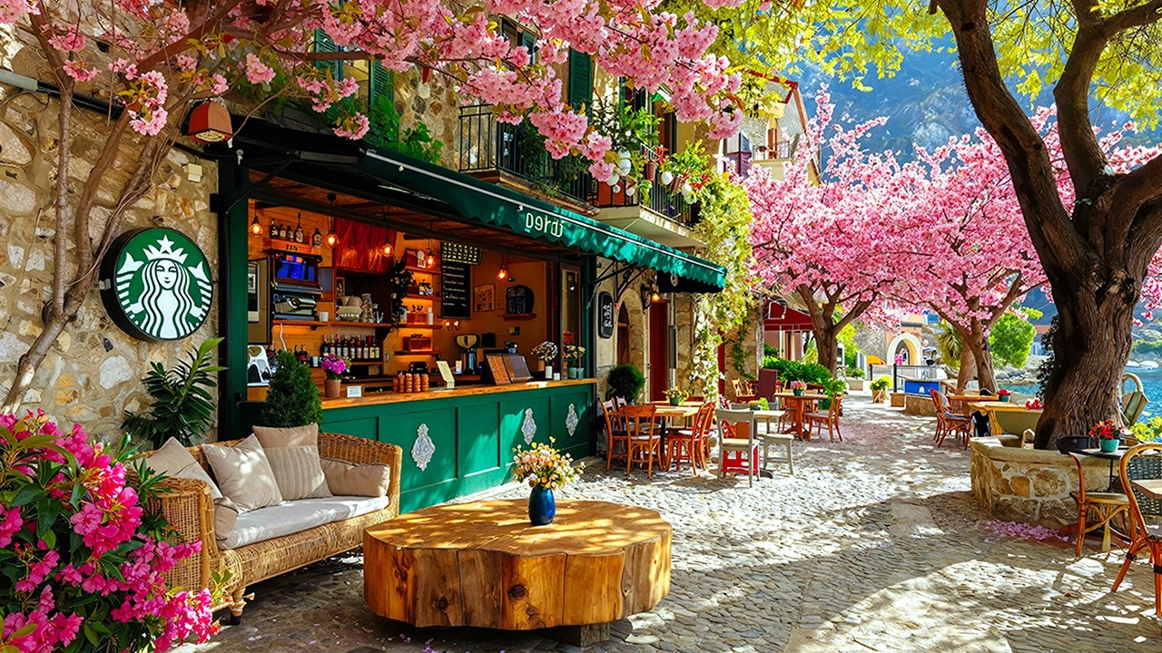 【広告なし】3月新緑のスタバJAZZ 🌿最新水辺の絶景スタバBGM -  都会のオアシスで勉強・仕事・癒やし力UP | 爽やかな朝のジャズピアノ | 集中して夢を叶える準備、できましたか？