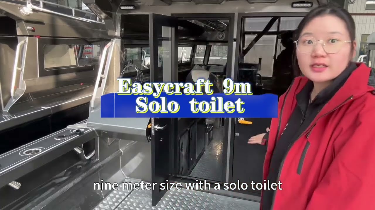 E900| EASYCRAFT 9M ALUMINUM FISHING BOAT WITH FULL CLOSE CABIN SOLO TOILET ROOM FOR COMMERCIAL USE