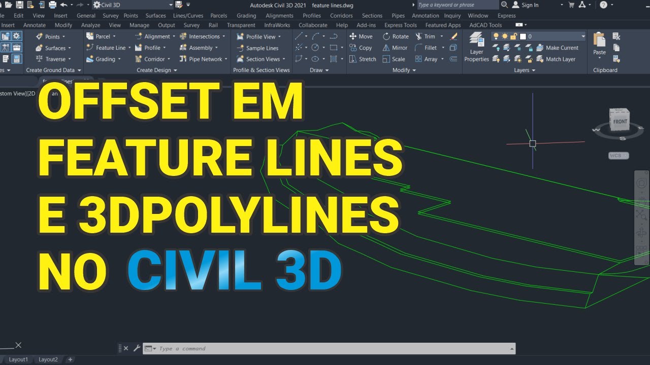 OFFSET EM FEATURE LINES E 3DPOLYLINES NO CIVIL 3D