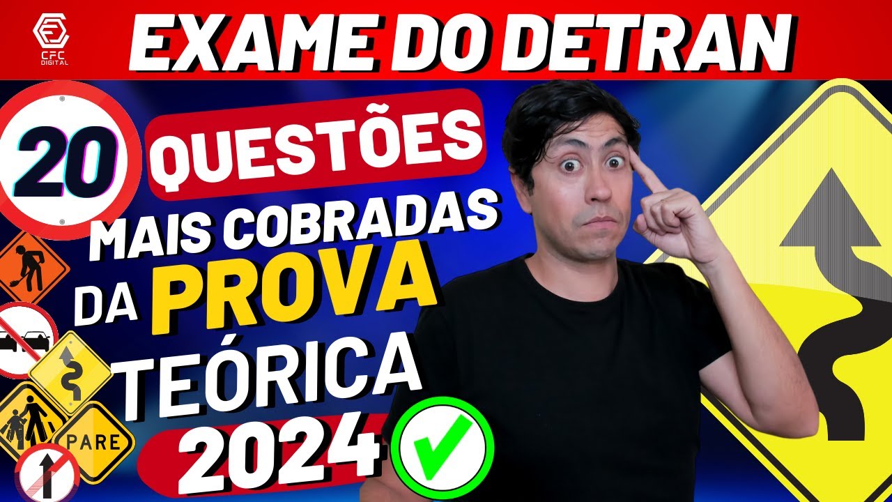 DIREÇÃO DEFENSIVA E PRIMEIROS SOCORROS SIMULADO DE 20 QUESTÕES DO DETRAN 2024 - REVISÃO DO DETRAN 24