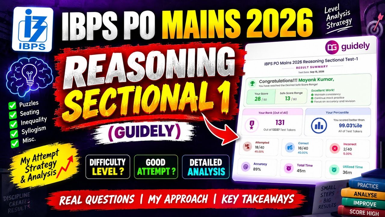 😱 99.03%ile in Reasoning! | IBPS PO Mains 2026 Sectional 1