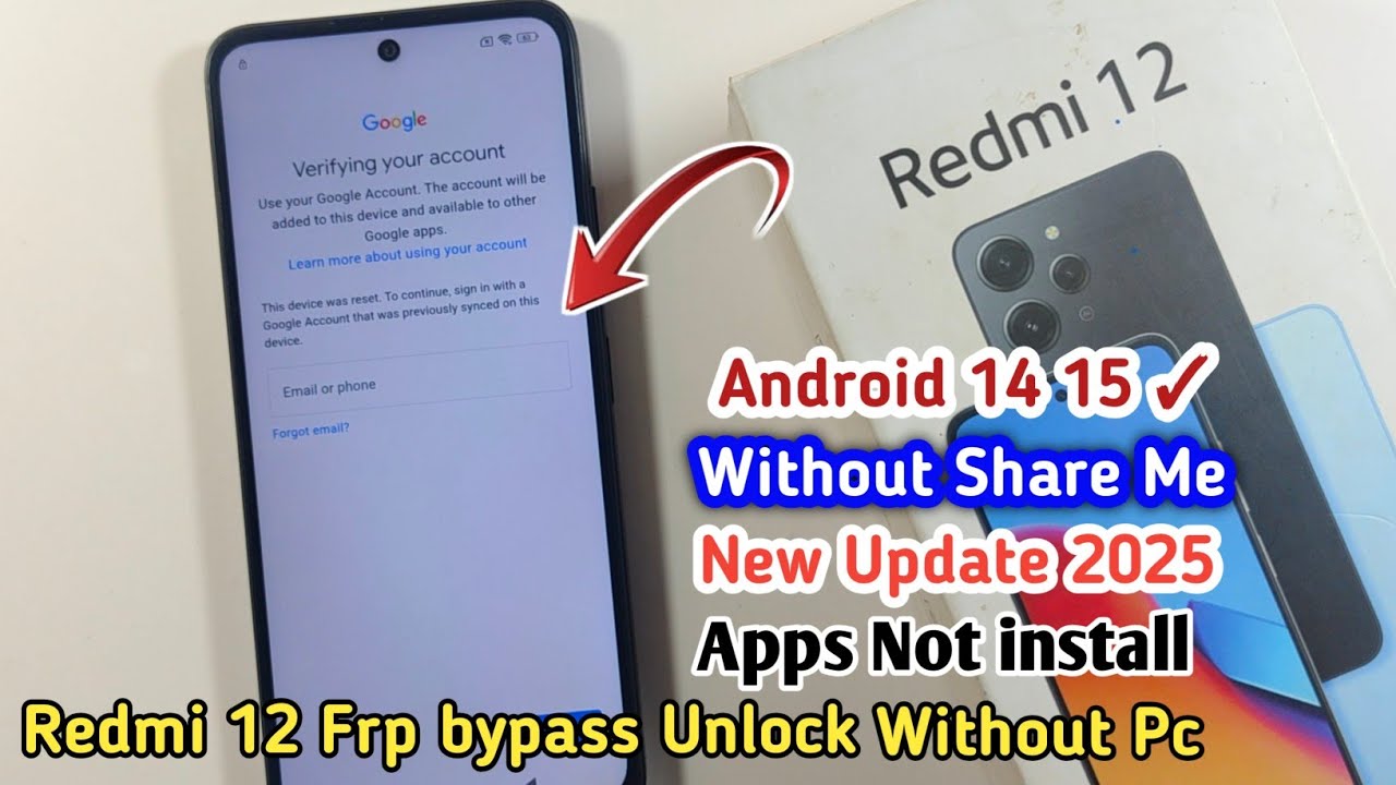 Redmi 12 FRP BYPASS Android 14 ,15 ✓ redmi 12 5g frp bypass miui 14 ✓ Apk Not install ✓ Without PC 