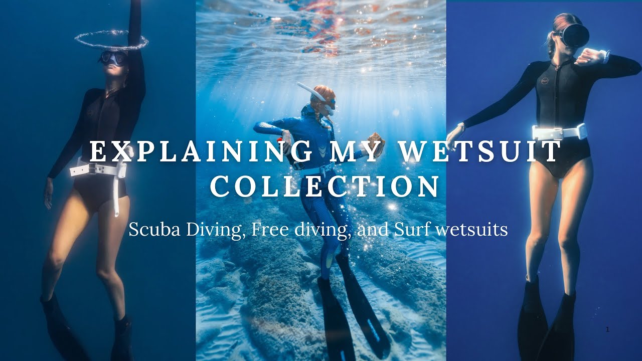 EXPLAINING MY WETSUIT COLLECTION (scuba diving, free diving, & surf wetsuits)