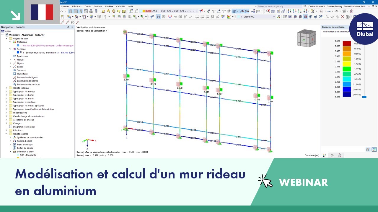 Modélisation et calcul d'un mur rideau en aluminium